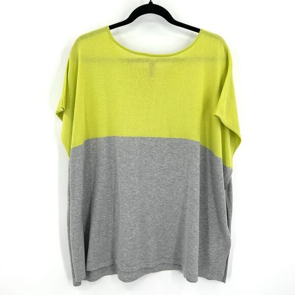 INDIGENOUS Neon Yellow Green Gray Boxy Open Side Organic Cotton Oversized Top 1 - Picture 2 of 6